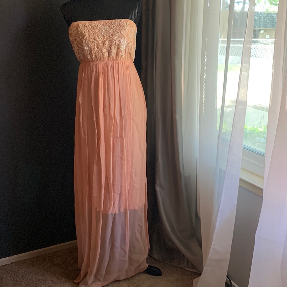 Amita Naithani Strapless Embellished Maxi Dress